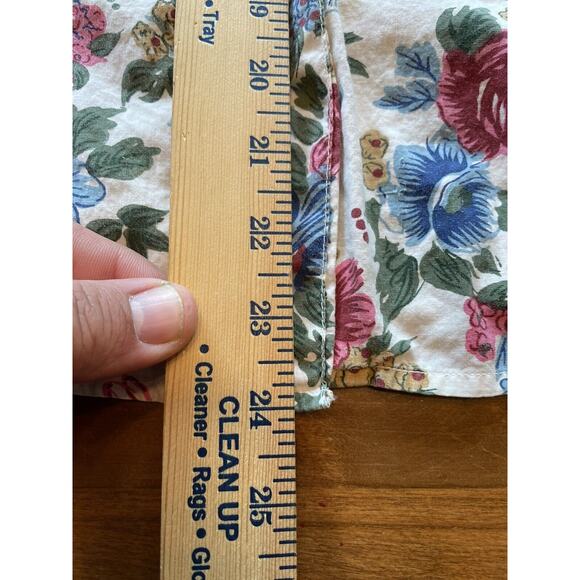 Cotton Express Button Up Shirt Women's Medium Floral AOP Padded Shoulders - Picture 2 of 6